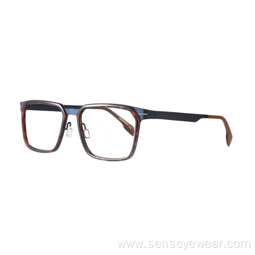 Mens TR90 Metal Mixed Square Optical Glasses Frame